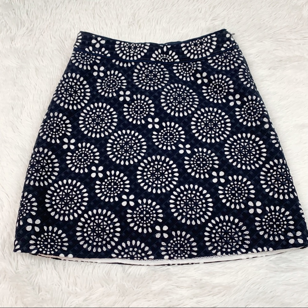 Michael Kors lazer cut floral dot a-line mini skirt navy white